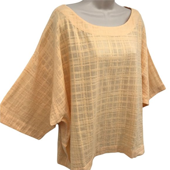 J. Jill Womens Plaid Boxy Lightweight Gauze Pullover Kimono Blouse Top Size L - Picture 2 of 9